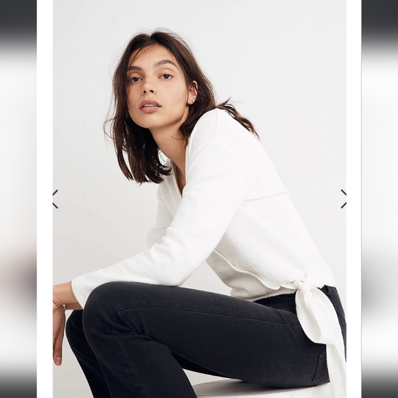 Texture & Thread Wrap Top, White Small - Picture 2 of 11